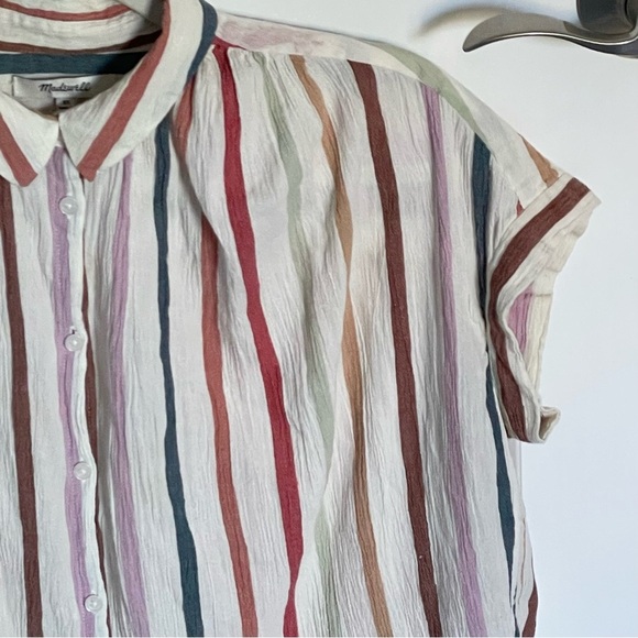 Madewell Gauze Central Button Down Tunic Shirt in Rainbow Stripe 35927 - Picture 12 of 15
